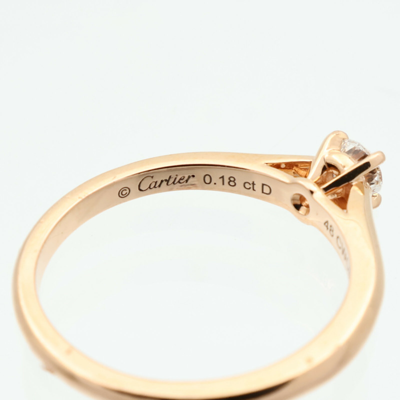 CARTIER 18K玫瑰金Diamond Ring鑽石戒指Cartier#48/US#4.5-5