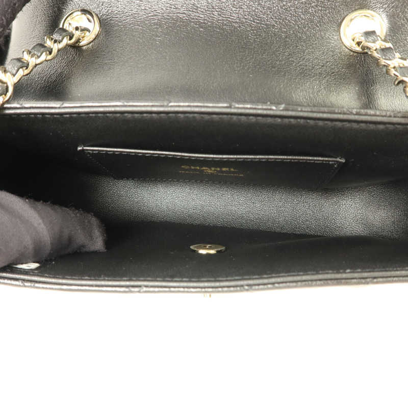 CHANEL 羊皮皮革Mini Flap Bag金扣鏈帶肩背袋-4