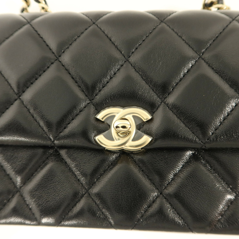 CHANEL 羊皮皮革Mini Flap Bag金扣鏈帶肩背袋-8