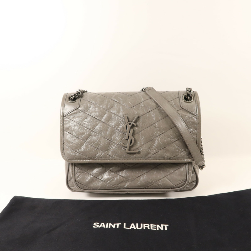 SAINT LAURENT 牛皮皮革Niki銀扣鏈帶肩背袋-9