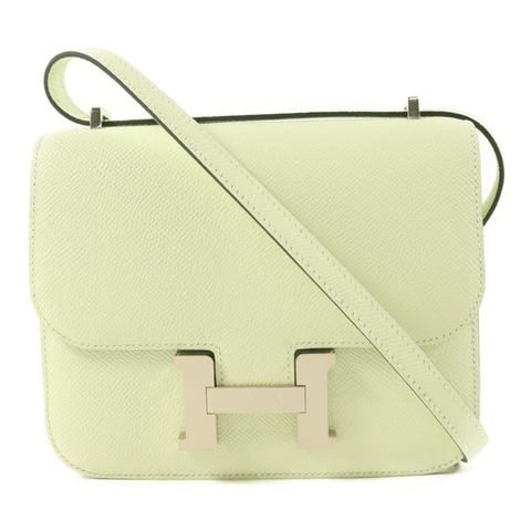 HERMES Epsom皮革Constance Mini II銀扣肩背袋Vert Fizz