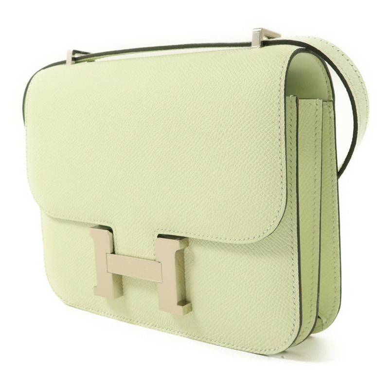 HERMES Epsom皮革Constance Mini II銀扣肩背袋Vert Fizz-2