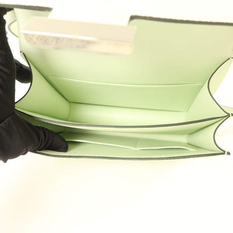 HERMES Epsom皮革Constance Mini II銀扣肩背袋Vert Fizz-4