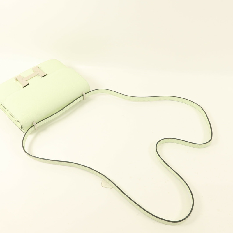 HERMES Epsom皮革Constance Mini II銀扣肩背袋Vert Fizz-7