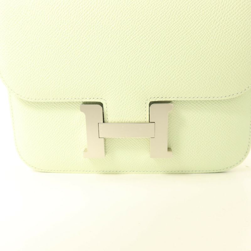 HERMES Epsom皮革Constance Mini II銀扣肩背袋Vert Fizz-8
