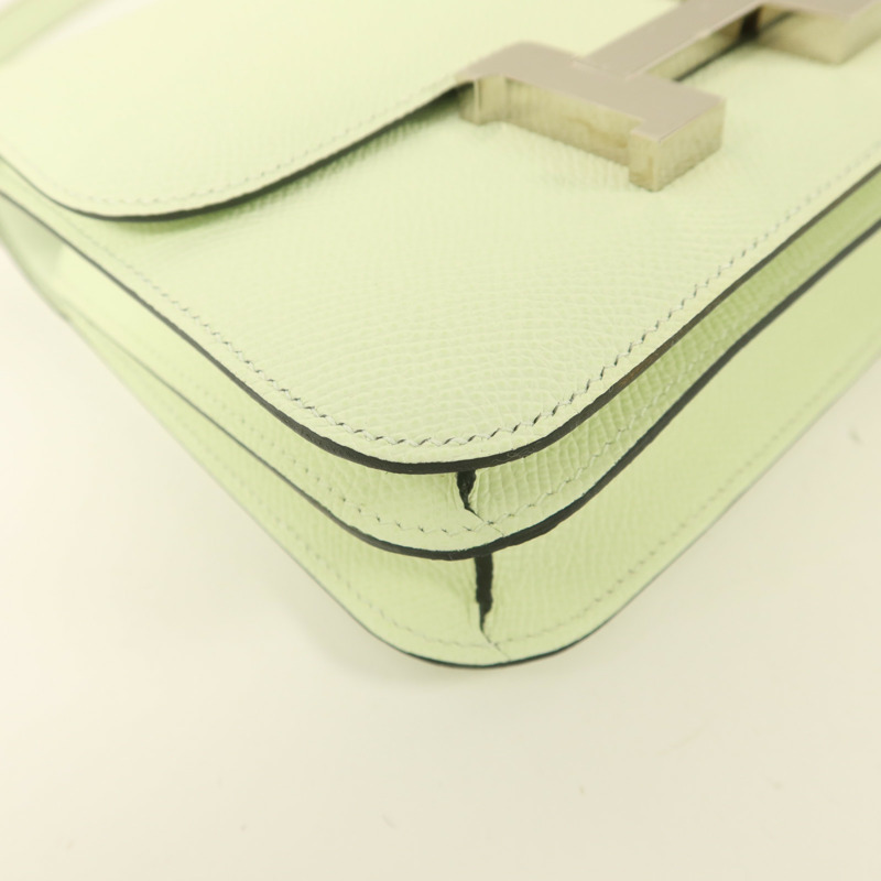 HERMES Epsom皮革Constance Mini II銀扣肩背袋Vert Fizz-12