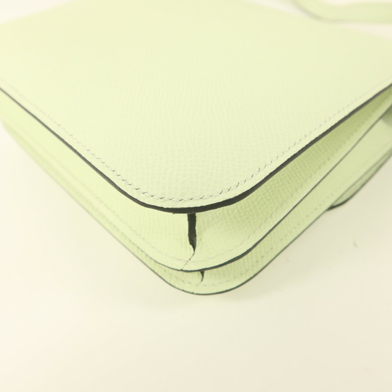 HERMES Epsom皮革Constance Mini II銀扣肩背袋Vert Fizz-13