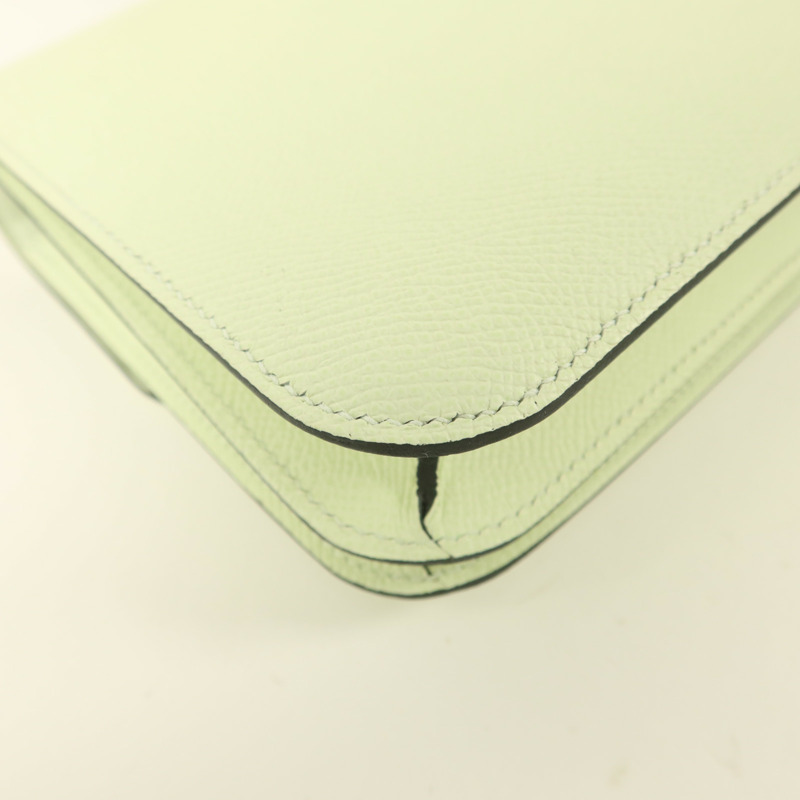 HERMES Epsom皮革Constance Mini II銀扣肩背袋Vert Fizz-14