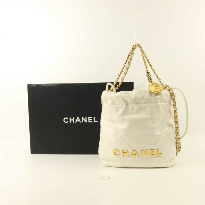 CHANEL 牛皮皮革Chanel 22 Mini金扣手挽肩背兩用袋-9