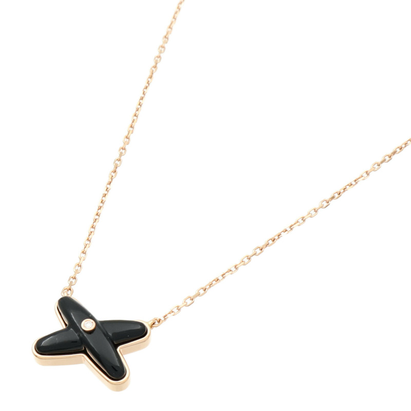 Chaumet 18K玫瑰金Jeux de Liens Pendant鑽石/縞瑪瑙項鍊-1