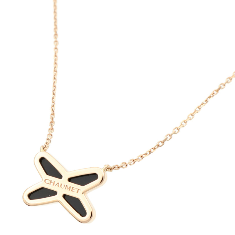 Chaumet 18K玫瑰金Jeux de Liens Pendant鑽石/縞瑪瑙項鍊-2