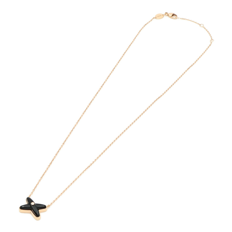 Chaumet 18K玫瑰金Jeux de Liens Pendant鑽石/縞瑪瑙項鍊-3