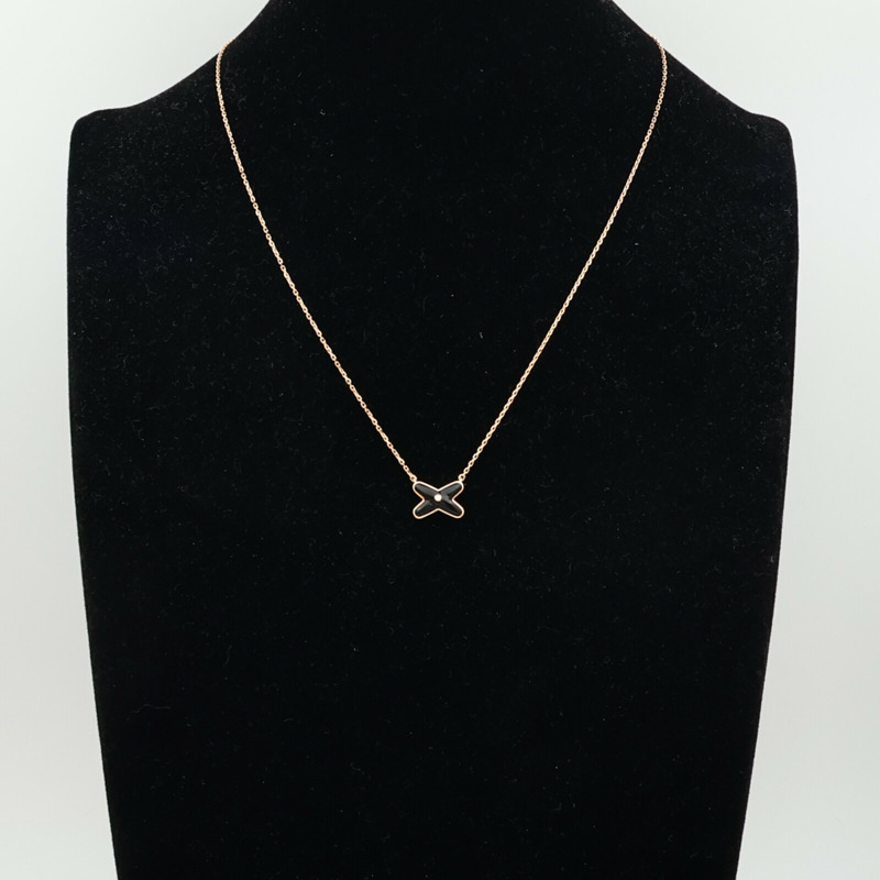 Chaumet 18K玫瑰金Jeux de Liens Pendant鑽石/縞瑪瑙項鍊-7