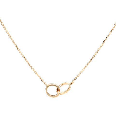 CARTIER 18K玫瑰金Love Pendant Half-Paved鑽石項鍊