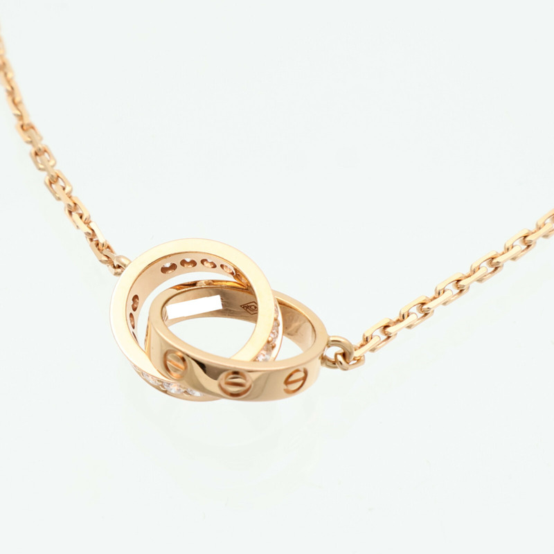 CARTIER 18K玫瑰金Love Pendant Half-Paved鑽石項鍊-2
