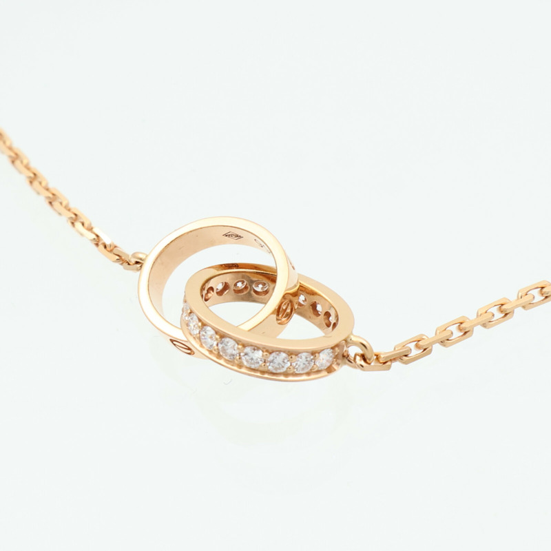 CARTIER 18K玫瑰金Love Pendant Half-Paved鑽石項鍊-3