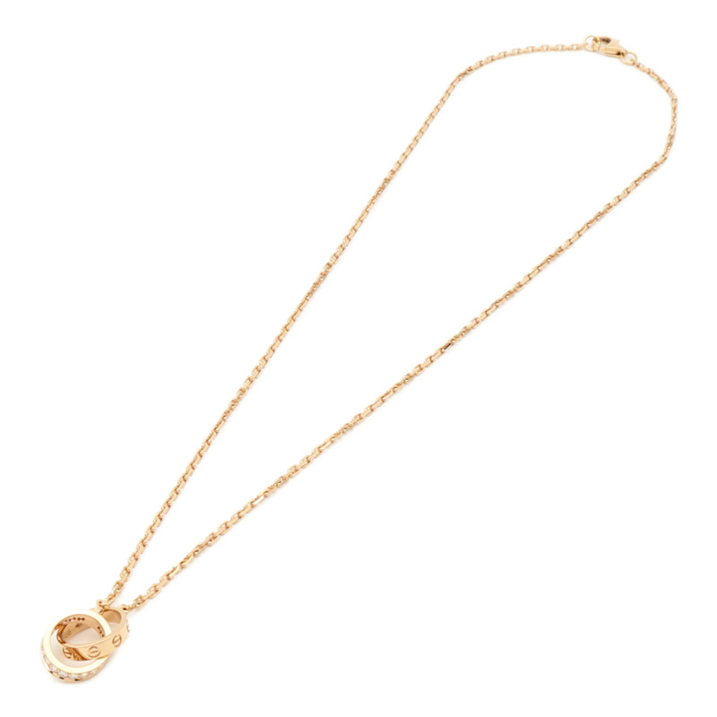 CARTIER 18K玫瑰金Love Pendant Half-Paved鑽石項鍊-4