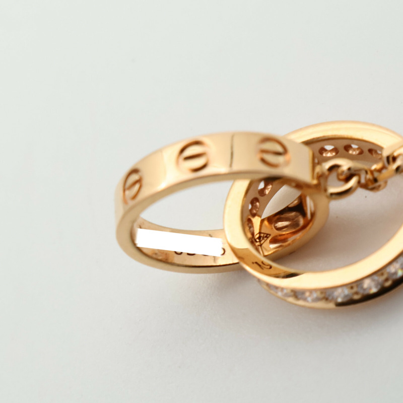 CARTIER 18K玫瑰金Love Pendant Half-Paved鑽石項鍊-6