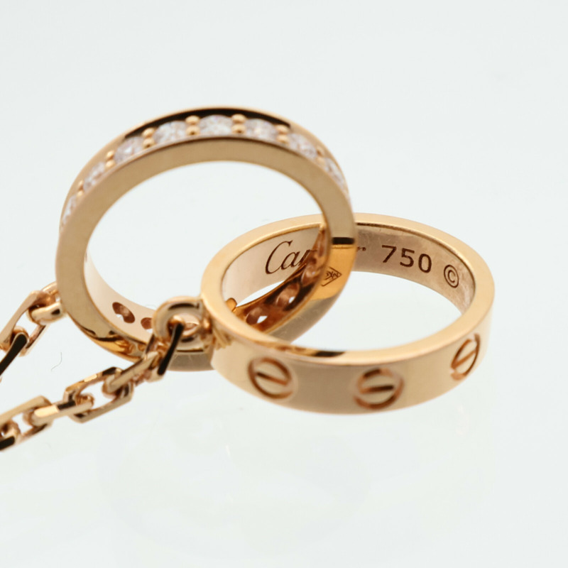 CARTIER 18K玫瑰金Love Pendant Half-Paved鑽石項鍊-7