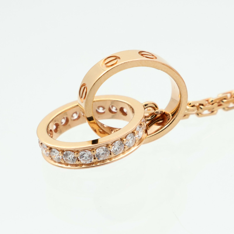 CARTIER 18K玫瑰金Love Pendant Half-Paved鑽石項鍊-8