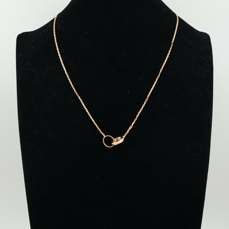 CARTIER 18K玫瑰金Love Pendant Half-Paved鑽石項鍊-9