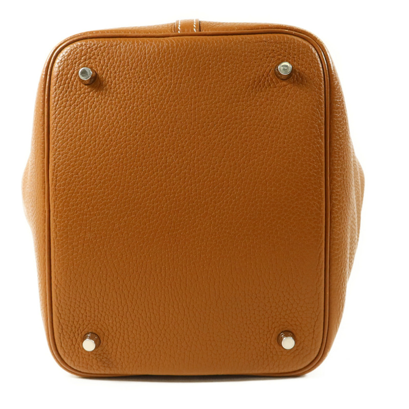 HERMES Clemence皮革Picotin MM銀扣手挽袋Gold/Rose Azalee-3