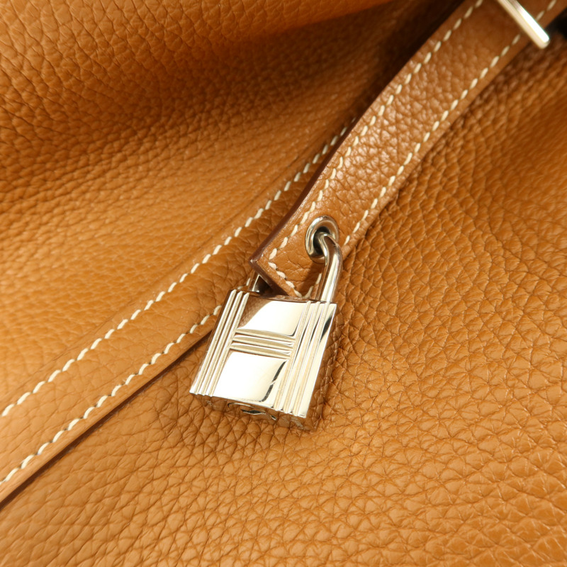 HERMES Clemence皮革Picotin MM銀扣手挽袋Gold/Rose Azalee-8