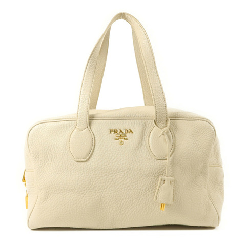 PRADA 牛皮皮革Boston Bag金扣肩背袋