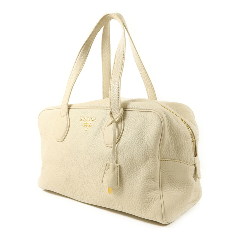 PRADA 牛皮皮革Boston Bag金扣肩背袋-2