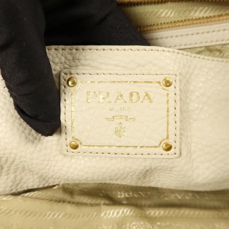 PRADA 牛皮皮革Boston Bag金扣肩背袋-5