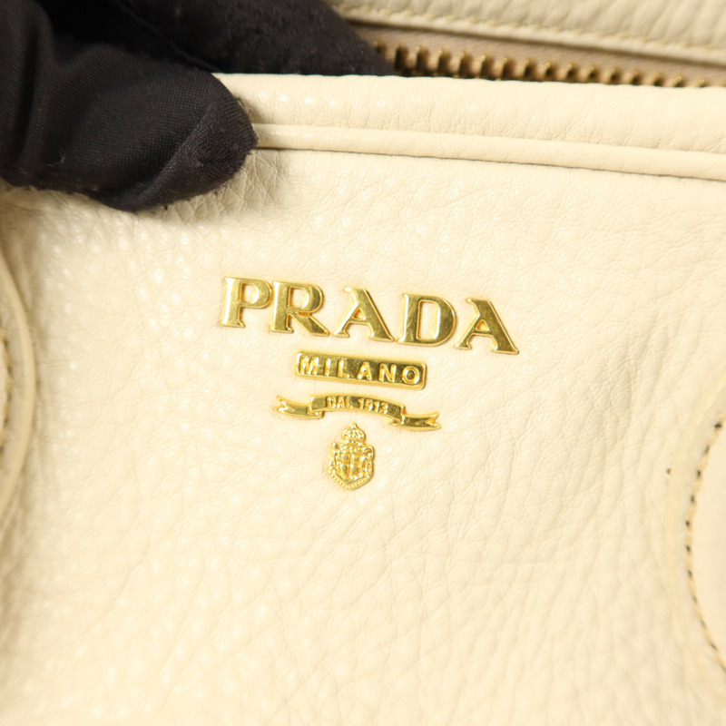 PRADA 牛皮皮革Boston Bag金扣肩背袋-9