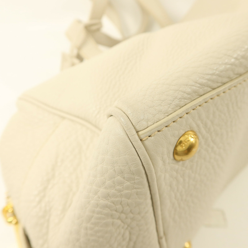 PRADA 牛皮皮革Boston Bag金扣肩背袋-16