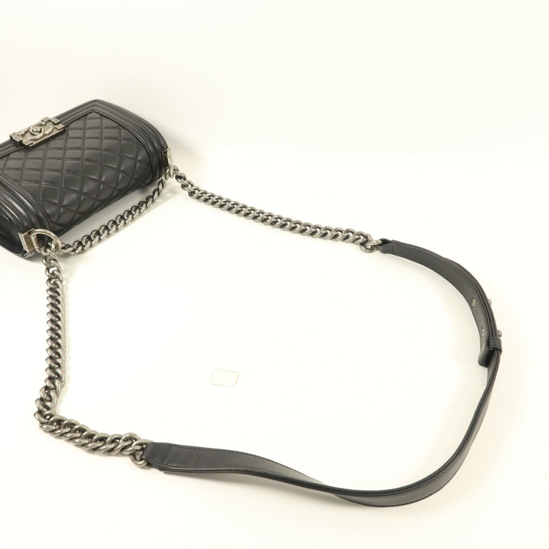CHANEL 羊皮皮革Boy 20鏈帶肩背袋-7