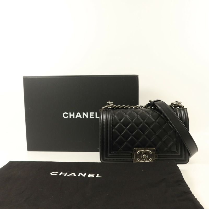 CHANEL 羊皮皮革Boy 20鏈帶肩背袋-9