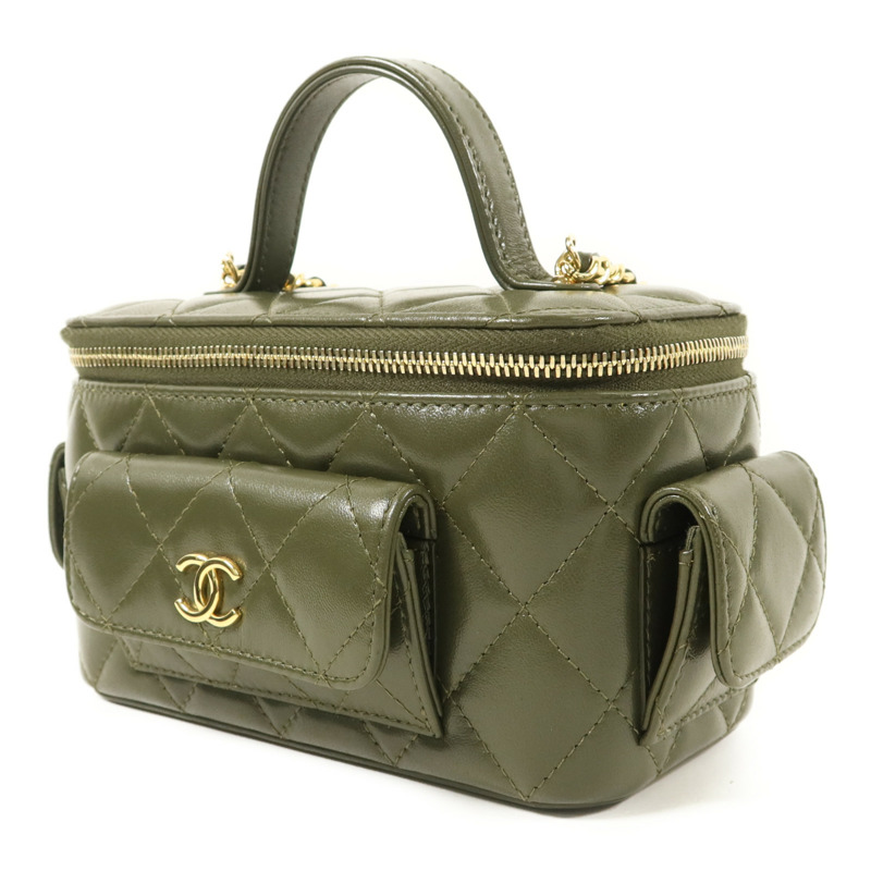 CHANEL 羊皮皮革Vanity Case金扣手挽肩背兩用袋-2