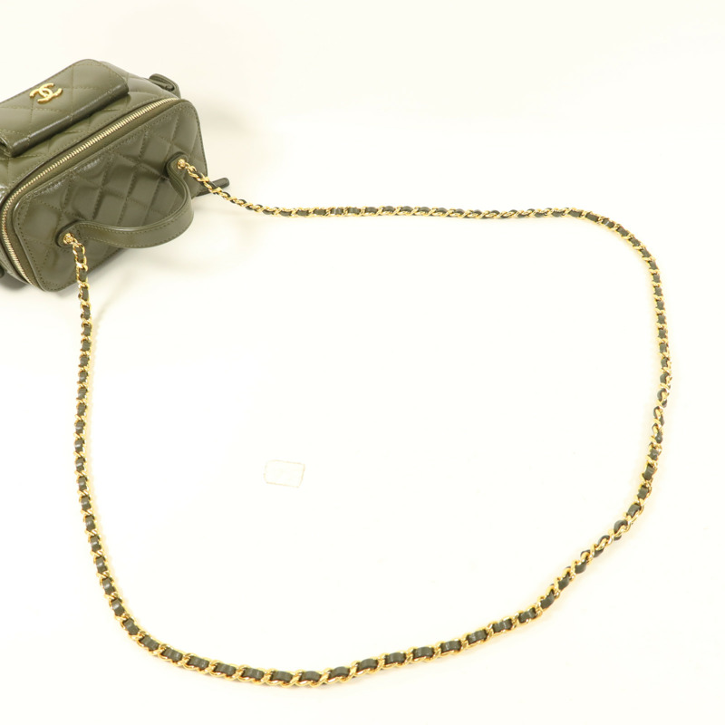 CHANEL 羊皮皮革Vanity Case金扣手挽肩背兩用袋-7