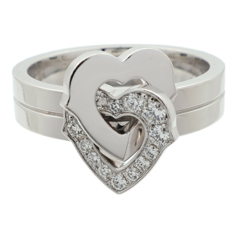 CARTIER 18K白金Double Heart Ring戒指Cartier #53-1