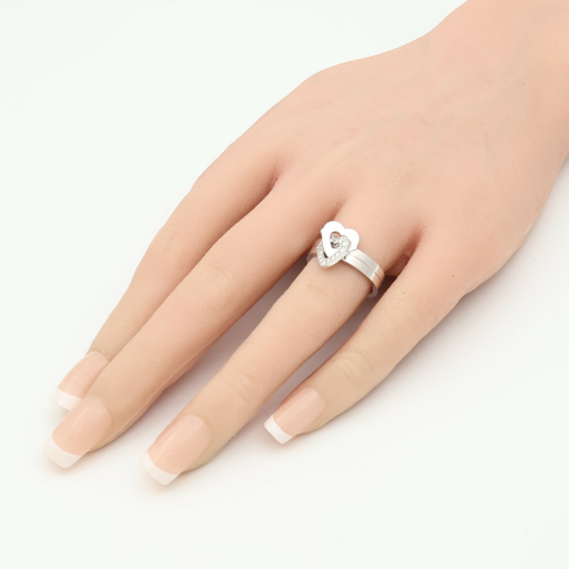 CARTIER 18K白金Double Heart Ring戒指Cartier #53-7