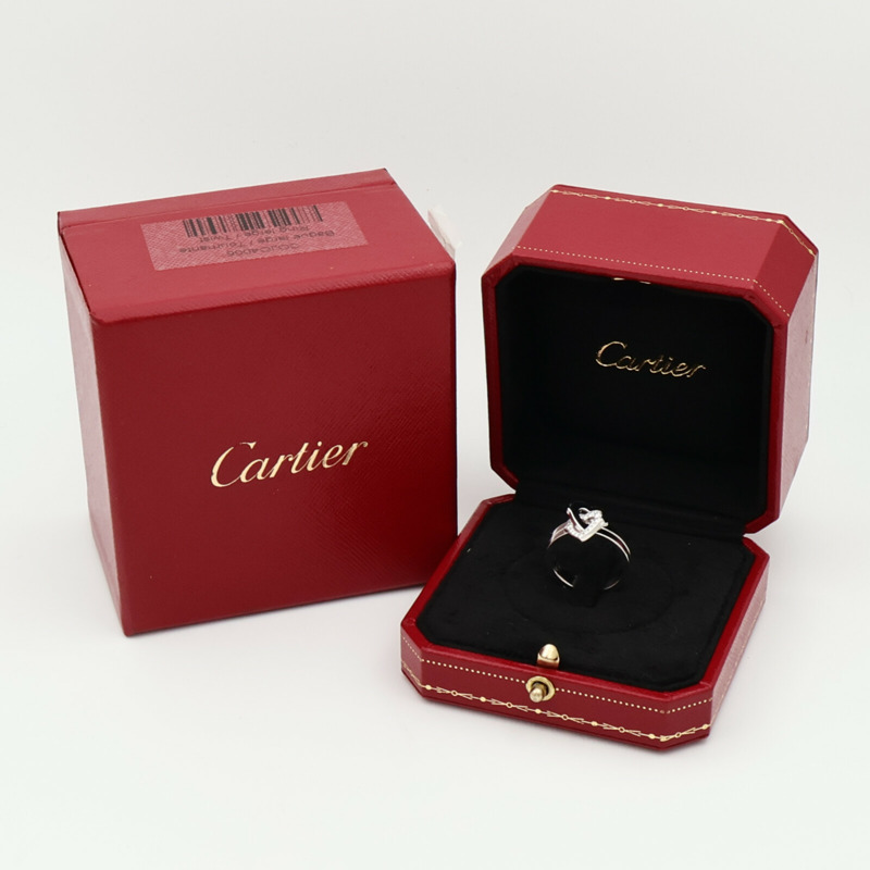 CARTIER 18K白金Double Heart Ring戒指Cartier #53-8