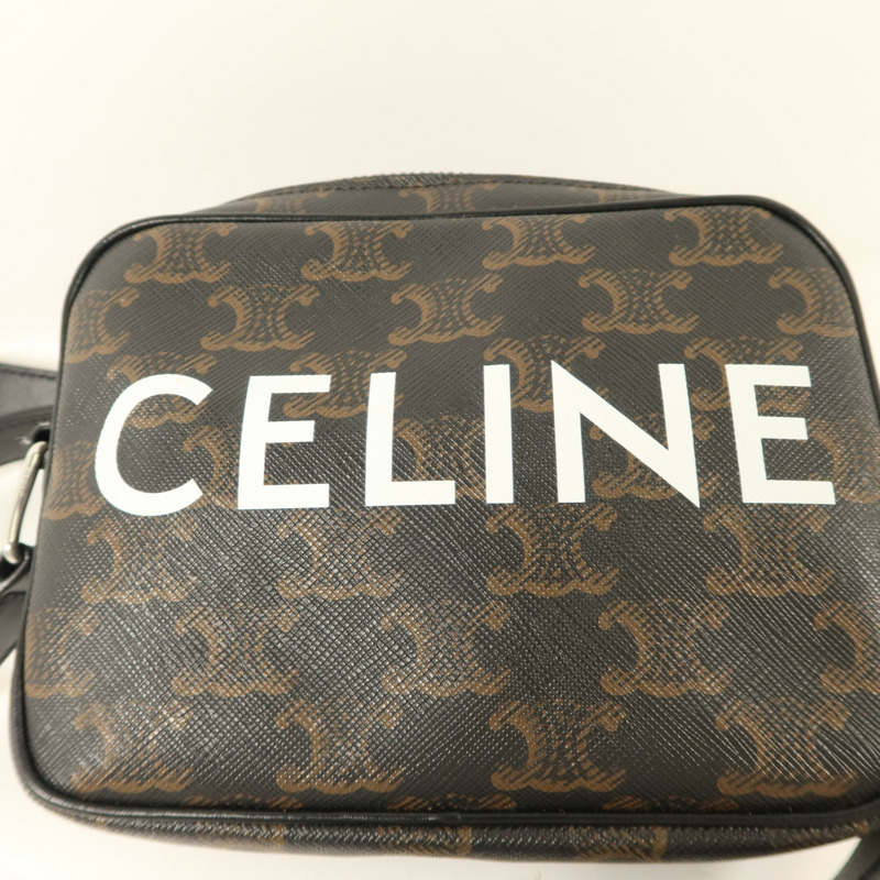 CELINE 塗層帆布Camera Bag銀扣肩背袋-8