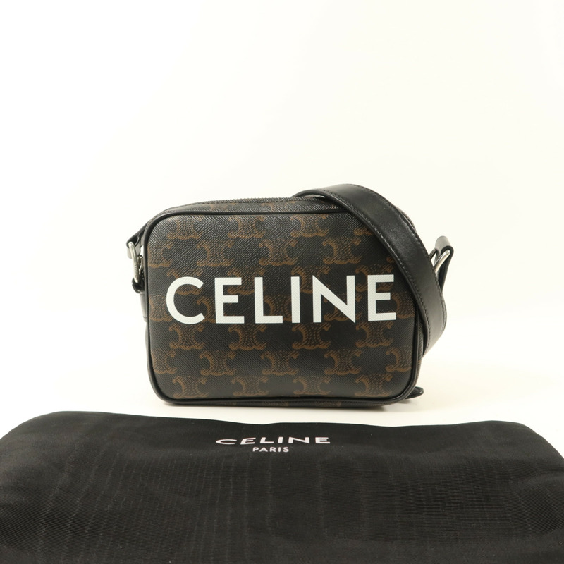 CELINE 塗層帆布Camera Bag銀扣肩背袋-9