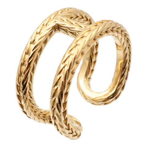 HERMES 18K黃金Chaine d'ancre Danae Ring戒指Hermes#51/US#5.75