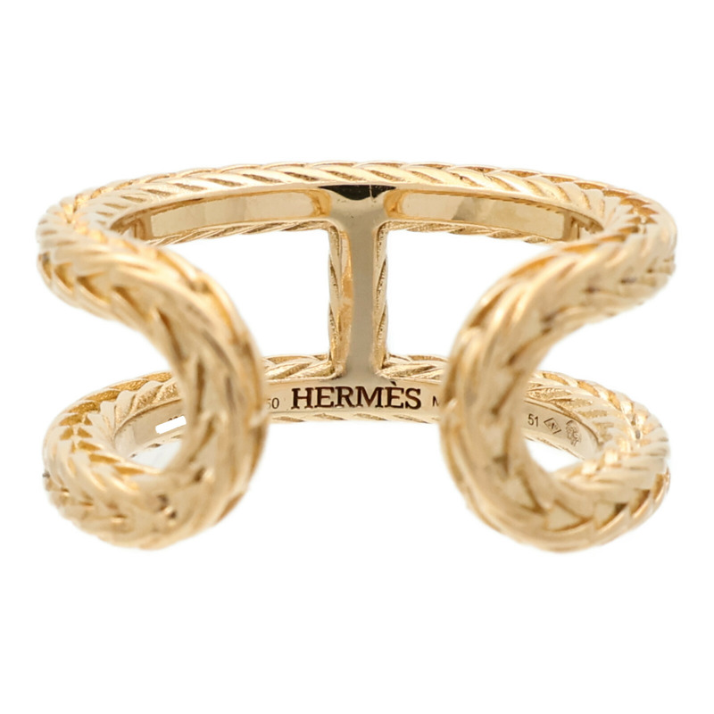 HERMES 18K黃金Chaine d'ancre Danae Ring戒指Hermes#51/US#5.75-4