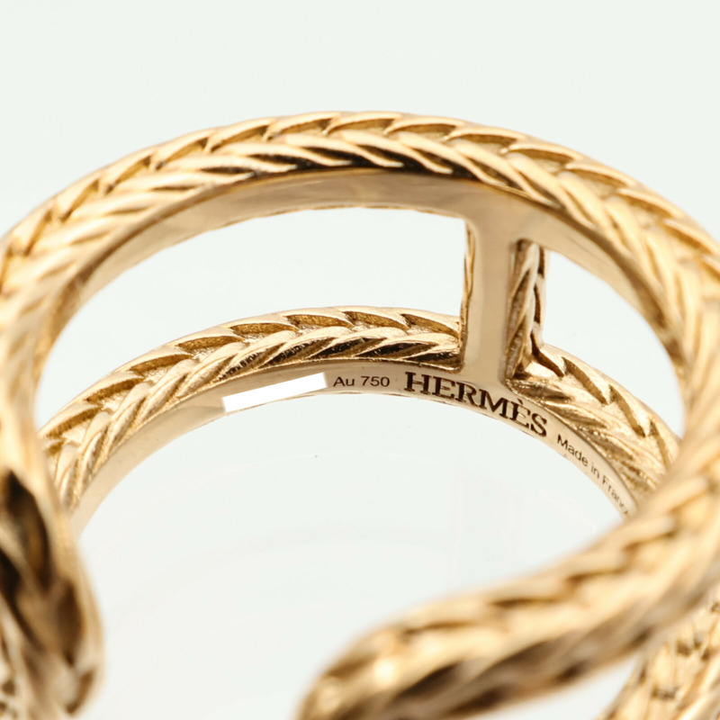 HERMES 18K黃金Chaine d'ancre Danae Ring戒指Hermes#51/US#5.75-5