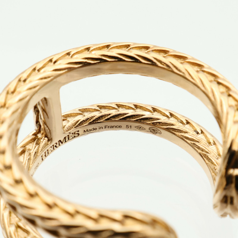 HERMES 18K黃金Chaine d'ancre Danae Ring戒指Hermes#51/US#5.75-6