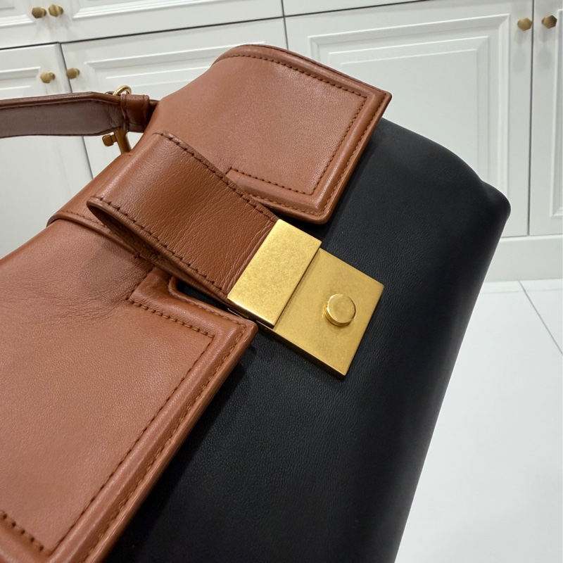 BOTTEGA VENETA BV Piazza 拼色 兩用 風琴包 咖黑 手提包 肩背包 斜背包 側背包-11