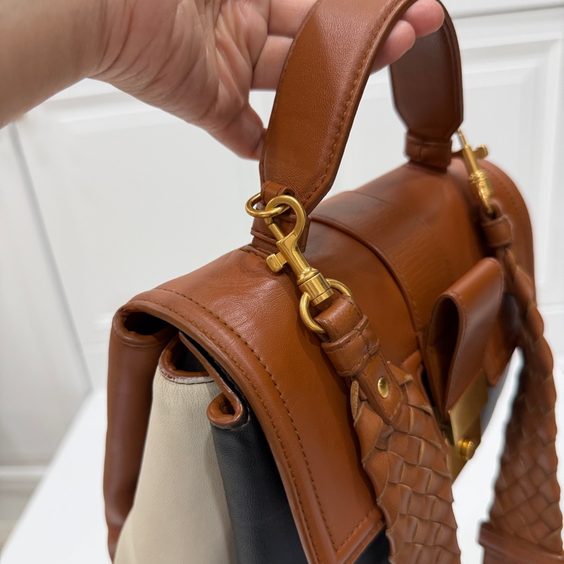 BOTTEGA VENETA BV Piazza 拼色 兩用 風琴包 咖黑 手提包 肩背包 斜背包 側背包-15