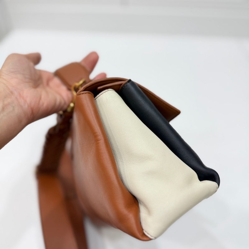 BOTTEGA VENETA BV Piazza 拼色 兩用 風琴包 咖黑 手提包 肩背包 斜背包 側背包-16