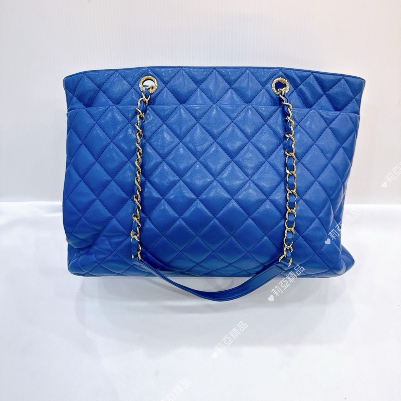 莉亞精品♡Chanel 藍色大托特包 二手美包-3