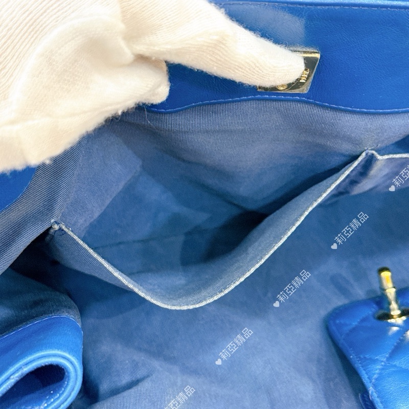 莉亞精品♡Chanel 藍色大托特包 二手美包-5